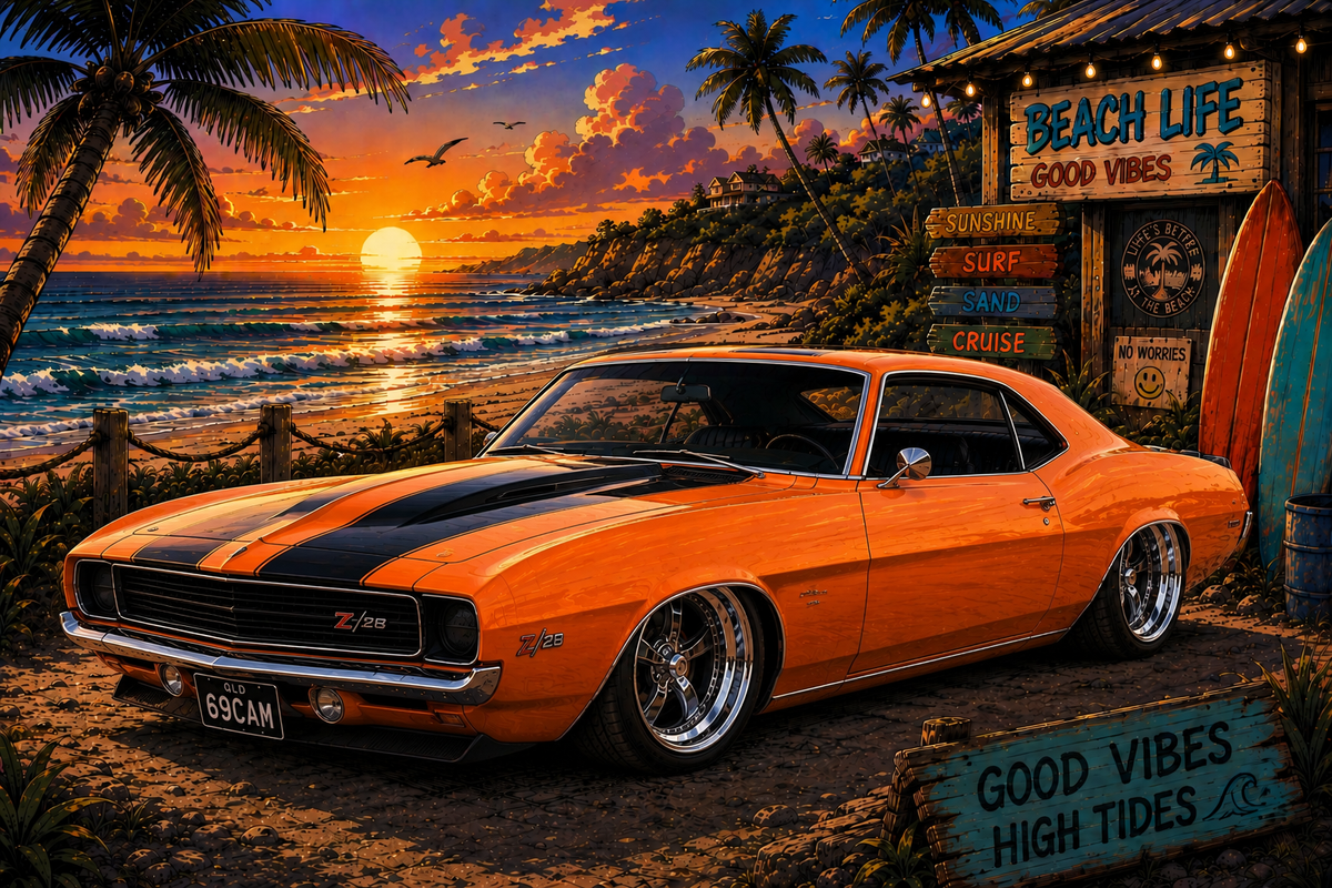 Beach Vibes Camaro Orange