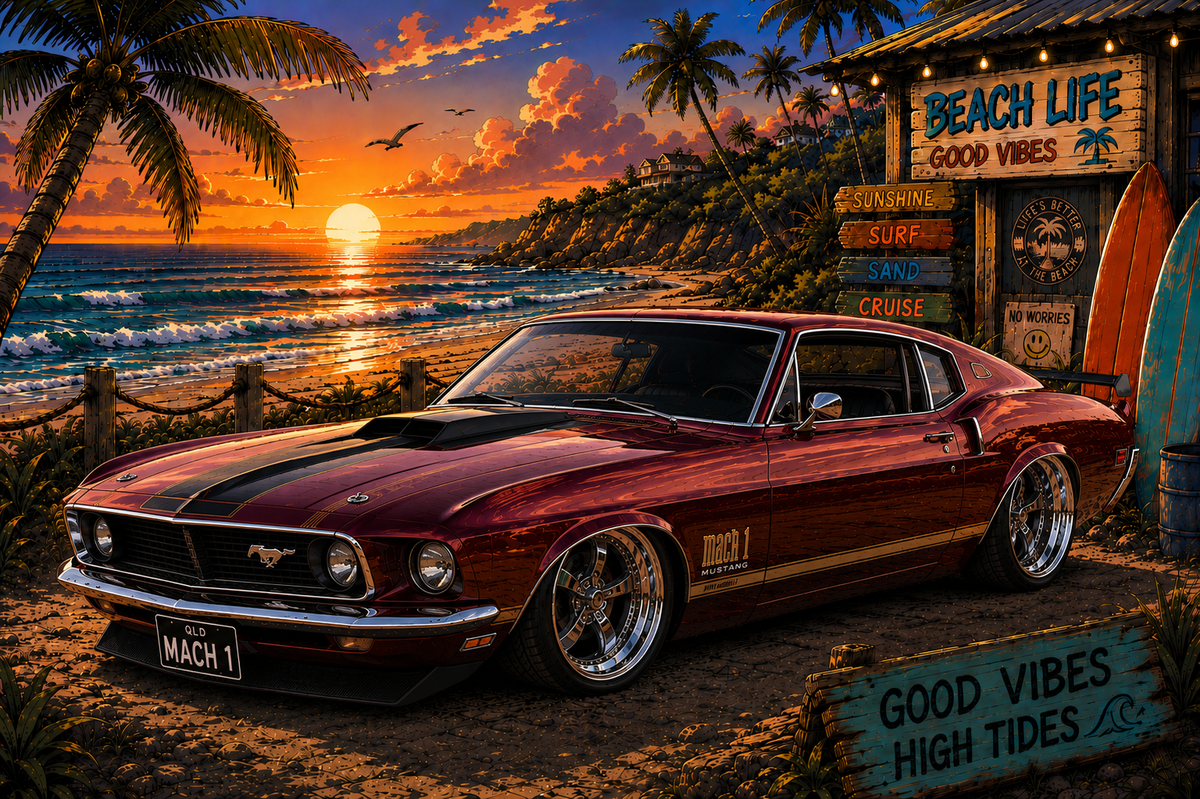 Beach Vibes Chevelle Mach 1 Black Cherry