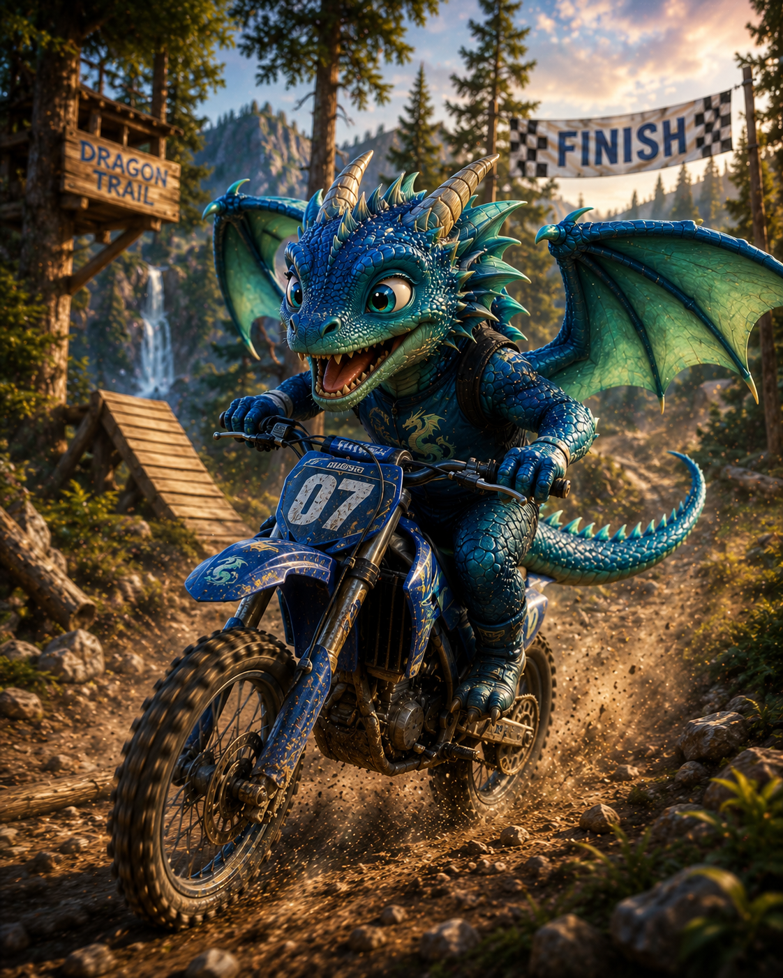Dragon Riding Dirt Bike