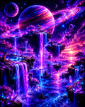 Waterfalls beneath Saturn