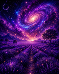 Lavender Fields Under Galaxy