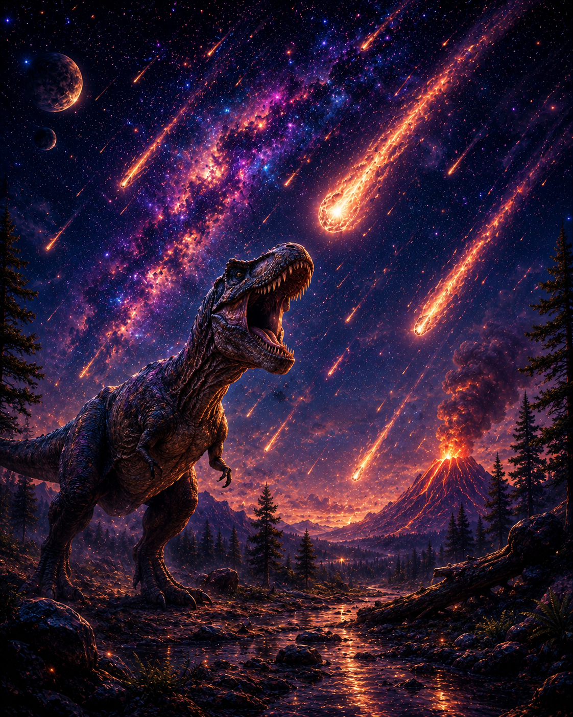 T Rex Under Meteor Shower
